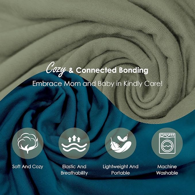 Baby Wrap Carrier, Lightweight Baby Wearing Wraps for Newborn and Infant, Soft Swaddle Holder Carrier, Cozy Baby Sling 7-35 lbs Blue+Green