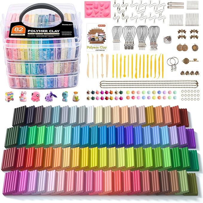 Shuttle Art 82 Colors Polymer Clay Kit with 19 Clay Tools, 16 Kinds of Accessories, Non-Toxic, Non-Sticky, Ideal DIY Art Craft Gift for Kids Adults