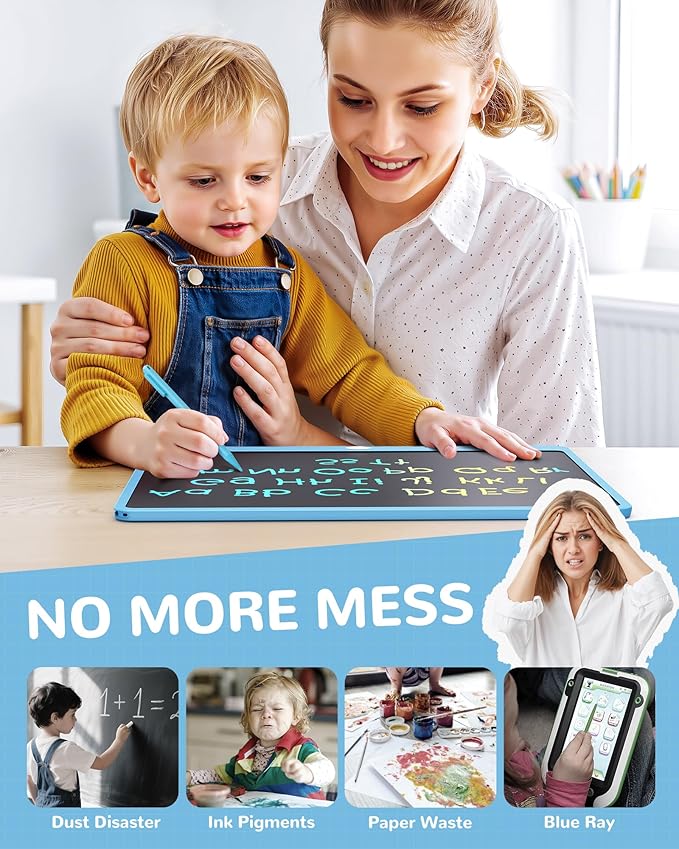 KOKODI LCD Writing Tablet, 16 Inch Colorful Toddler Doodle Board Drawing Tablet, Erasable Reusable Electronic Drawing Pads, Educational and Learning Toy for 3-6 Years Old Boy and Girls