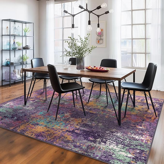 RELEANY Washable Area Rugs 5'x8' Non-Slip Modern Abstract Soft - Image 2