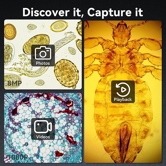 TOMLOV DM301 Pro Microscope for Kids Adults Students, Digital Microscope with 7" Screen, USB & HDMI Output, Wireless Biological Educational Science Scope Camera with Slides Kits for Classroom Home Lab