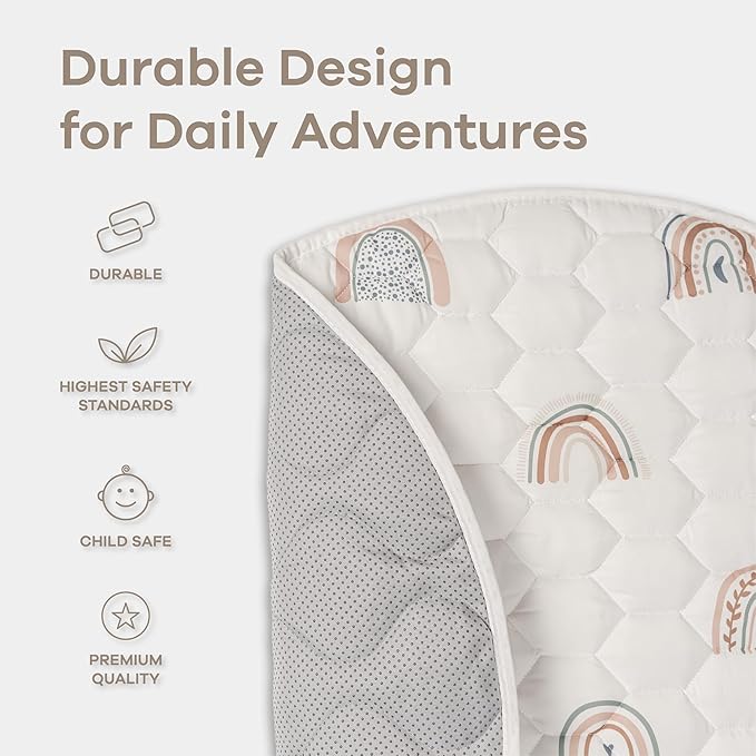 Comfy Cubs Rectangle Kids Play Mat - Small 36 x 60 inches Soft Quilted Baby Floor Mat with Non-Slip Bottom - Plush Design for Toddlers' Playtime and Relaxation - Comfortable and Durable - Rainbow