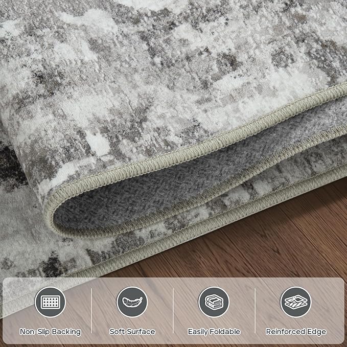 8x10 Area Rugs for Living Room Rug Washable: Modern Large Rug for Dining Room Bedroom Carpet Non Slip 8 by 10 Indoor Abstract Nursery Home Office Black Gold