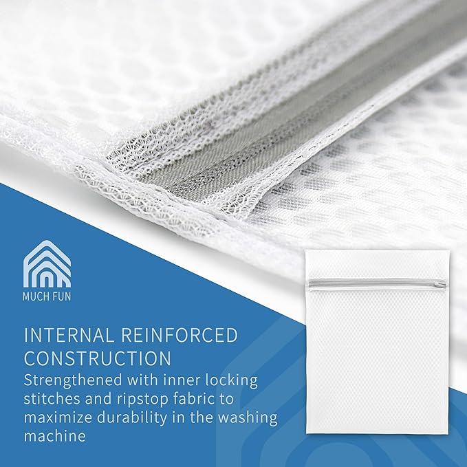 Muchfun 3Pcs Durable Honeycomb Mesh Laundry Bags for Delicates 9 x 12 Inches (3 Small)