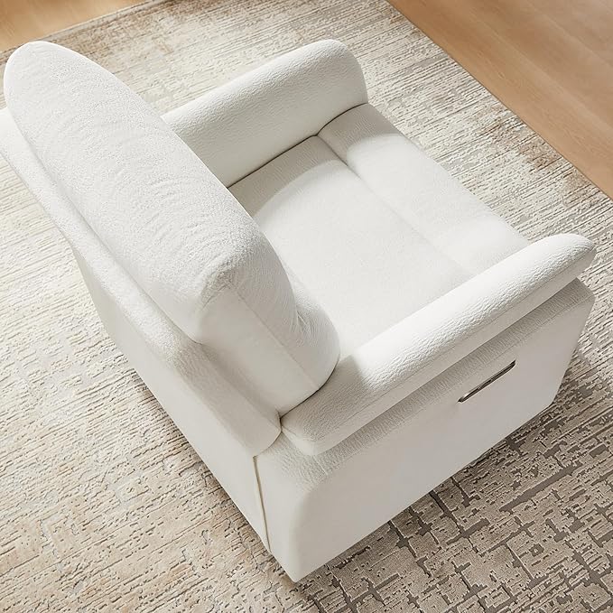 Power Recliner Chair Swivel Glider, Electric Rocking Recliner Chairs with USB and Type-C Ports, Nursery Chair Recliner for Living Room, Bedroom, Apartment（White）