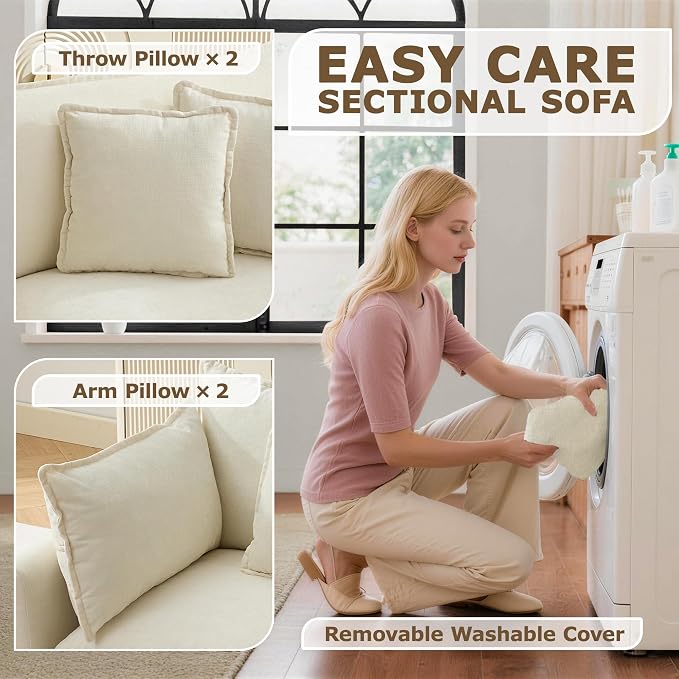 78" Modular Sectional Sofa, Cloud Couch Loveseat Sofa, Deep Seat Washable - Image 6