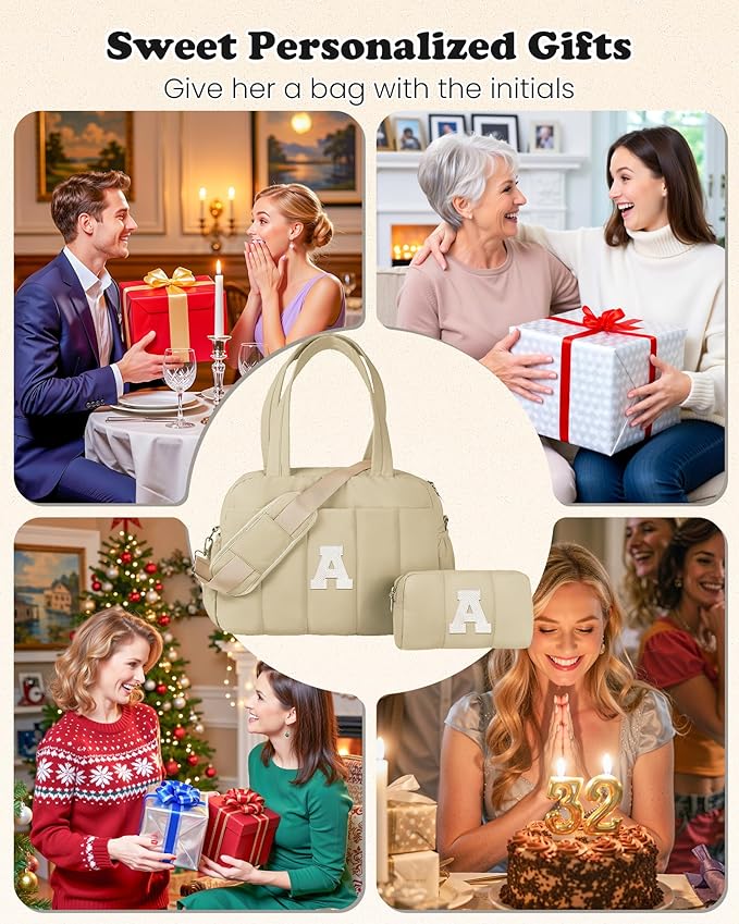 Monogram Duffle Bag, Weekender Bags for Women，Birthday Gifts Ideas-Overnight Bag with Wet Pocket，Lightweight Travel Bags Personalized Gym Tote with Makeup Pouch