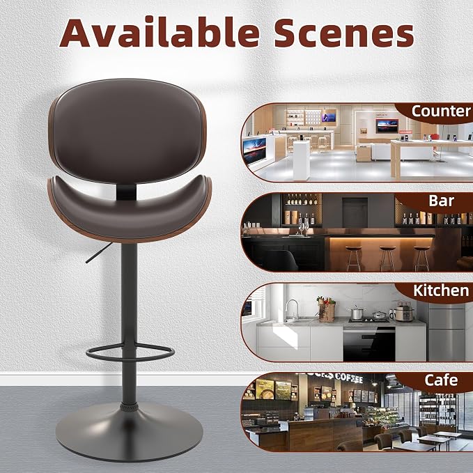 civama Bar Stools Set of 6 for Kitchen Counter, Adjustable Bar Height Chairs - Image 8