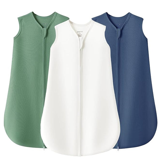 JELLYMONI Baby Sleep Sack 12-18 Months 100% Cotton Wearable Blanket, 0.5 TOG Soft Lightweight Toddler Sleeping Sack 3 Pack 2-Way Zipper Newborn Sleep Sacks