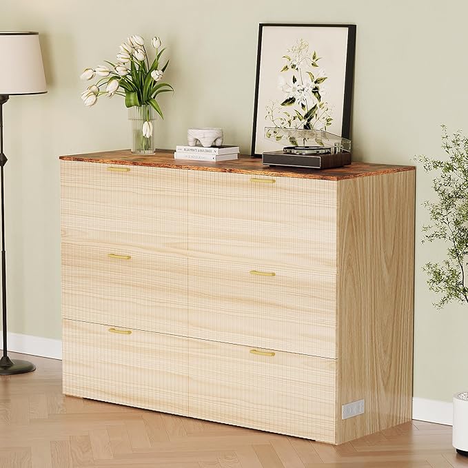 VINGLI Full Murphy Bed with Storage Drawer, 2 Charging Station, Fluted Wooden - Image 2
