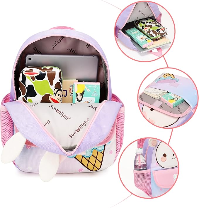 Toddler Backpack for 1-3 Year Old Girls & Boys Waterproof 3D Animal Cartoon Rabbit Design Kids Travel Backpack Lightweight Preschool Daycare Bag with Adjustable Straps(Little White Rabbit)