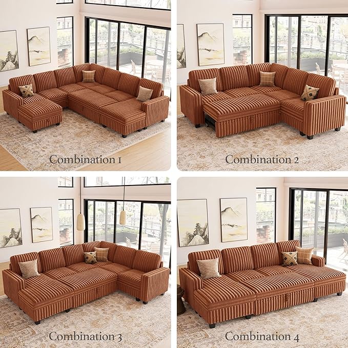 Belffin Corduroy Fabric Loveseat Module - Image 6