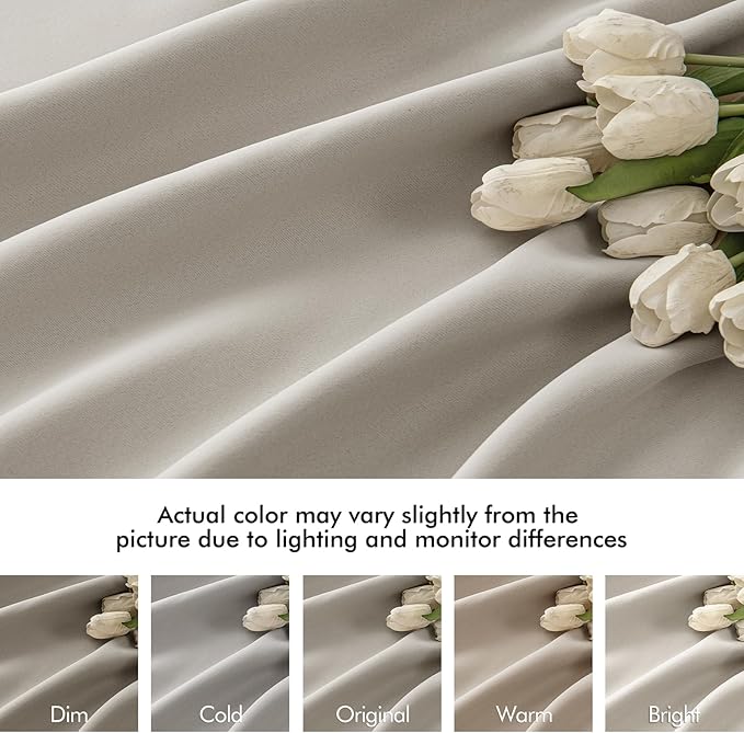 MIULEE Natural Back Tab Blackout Curtain 96 Inch Long 2 Panels Set for Bedroom, Rod Pocket/Pinch Pleat Thermal Insulated Living Room Darkening Pleated Light Blocking Floor to Ceiling Drape