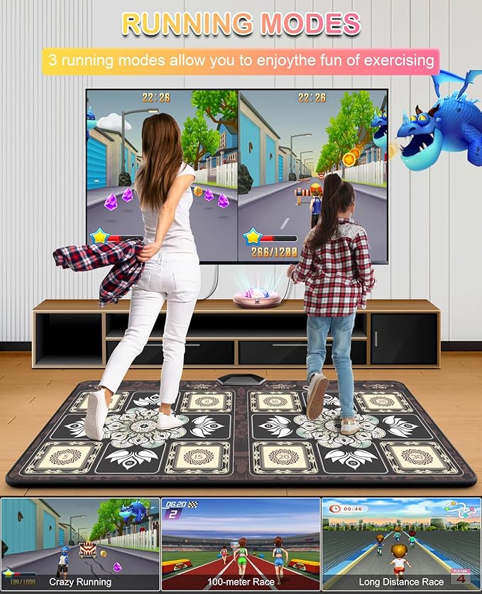 TIK-Tok Dance Mat Game for TV, Christmas Colors Wireless Plug and Play Wrinkle-Free & Non-Slip Electronic Dance Mats, Exercise Dance Pad with Camera for Kids and Adults, Boys & Girls Gifts Toy