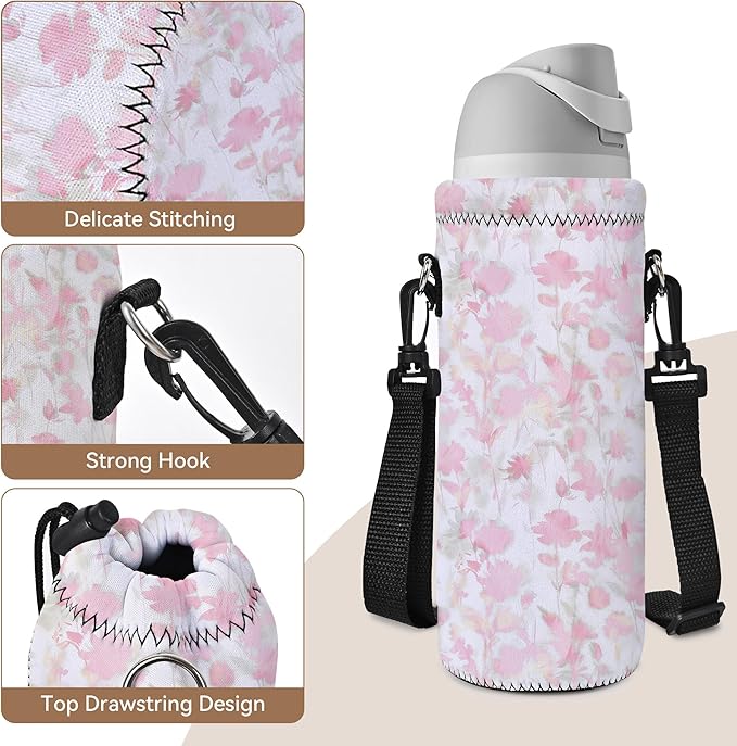 AUPET Water Bottle Sling Bag Carrier Crossbody Sleeve,Insulated Neoprene Bottle Case Holder Pouch Cover 500ML/17oz with Shoulder Strap for Walking Women Men