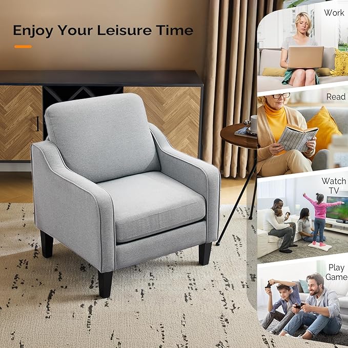 VINGLI Modern Accent Chairs Set of 2, Upholstered Sofa Chair Reading Chair - Image 10