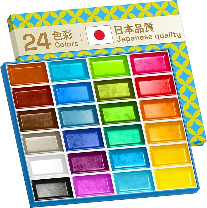 ARTISTRO Professional Watercolor Paint Set for Adults - 24 Pigment-Rich Colors, XL Pans, ASTM-I Lightfastness, High Tinting Strength Watercolor Set for Professionals made by Professionals