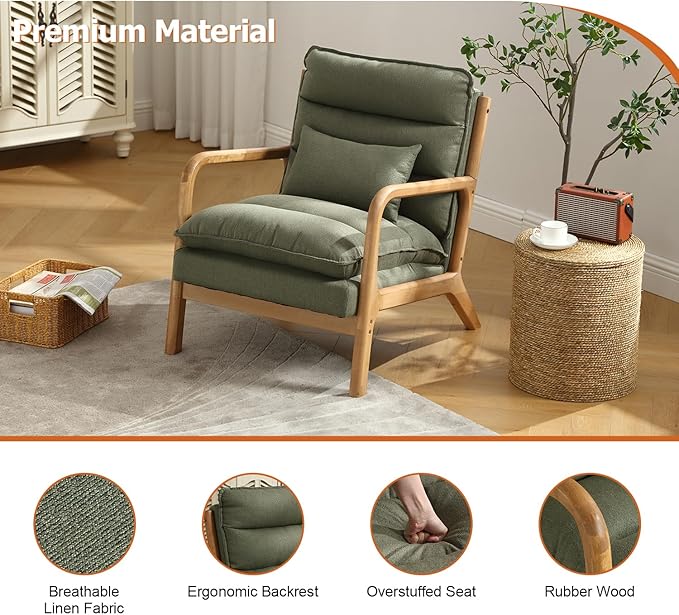 INZOY Mid Century Modern Accent Chair - Image 5
