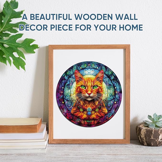 Cool Wooden Puzzle for Adults 500 Piece, Yellow Cat Wooden Jigsaw Puzzles, Beautiful Wooden Puzzle with Box Birthday Gifts for Adults and Kids Family Game(16.5 * 16.5in)