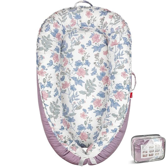 Baby Lounger - Breathable & Soft Baby Nest, Portable and Lightweight Tummy Time Lounger for Home and Travel, Ideal Newborn Babies Essentials Baby Shower Gifts