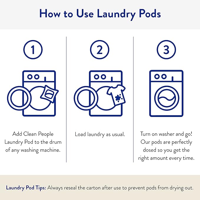 The Clean People Laundry Detergent Pods - Hypoallergenic Laundry Pods - Ultra Concentrated, Recyclable Packaging, Stain Fighting - Sweet Petals, 96 Pack