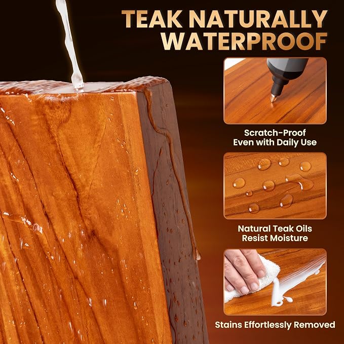 48" Solid Teak Floating Wall Shelf - Image 4