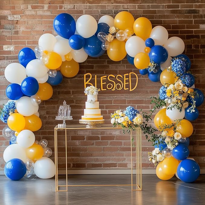 RUBFAC 129pcs Royal Blue Balloons Different Sizes 18 12 10 5 Inch, Blue Balloon Arch Kit Garland for Birthday Party Graduation Baby Shower Baseball Nautical Party Decoration