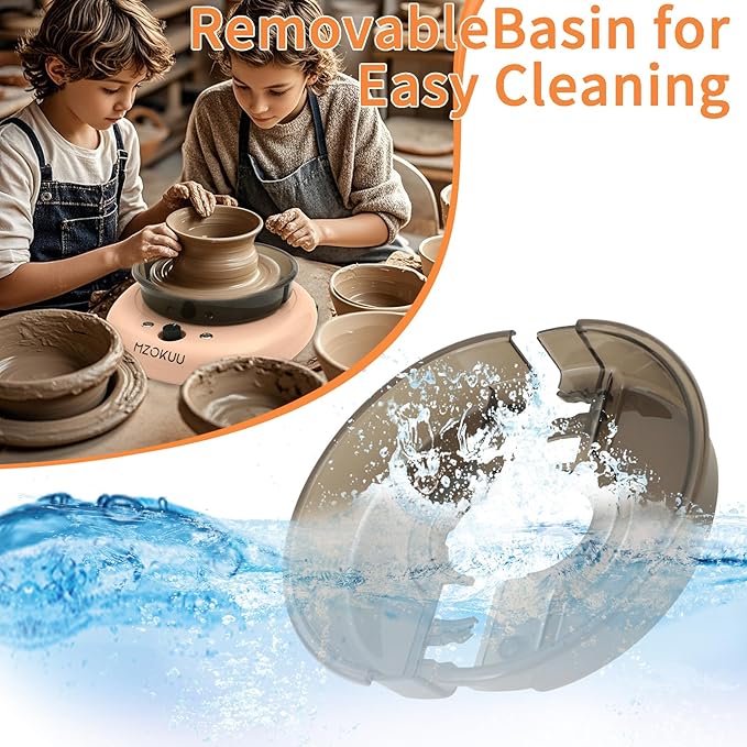 MZOKUU Mini Pottery Wheel Machine for Kids and Beginners, Adjustable Speed, Complete Pottery Kits with Air Dry Clay, Sculpting Tools, Art & Crafts Kits for Home DIY