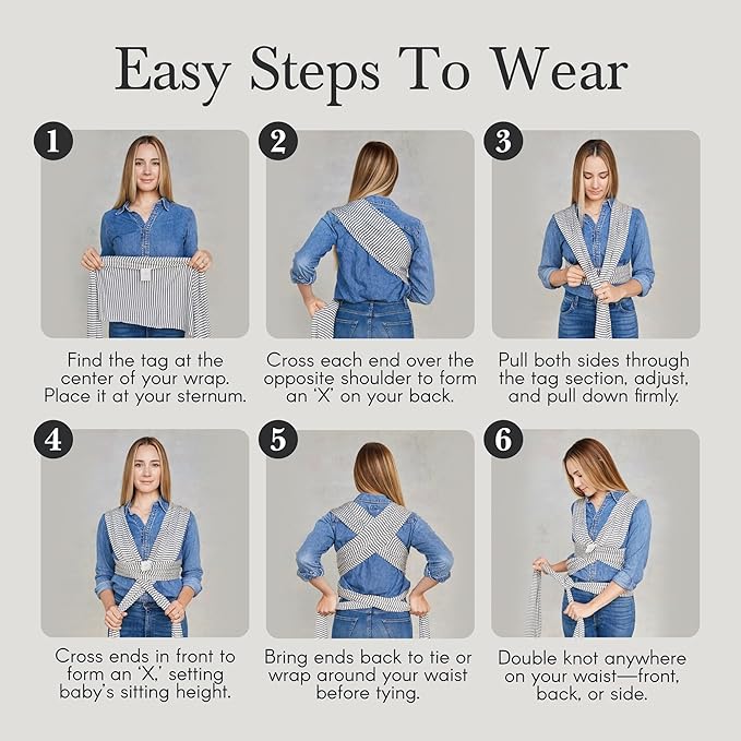 Solly Baby Wrap, Buttery-Soft Baby Carrier Newborn to Toddler 8-25 Lbs., Lightweight & Hands-Free Breathable Summer Carrier, Baby Wearing & Postpartum Essential, New Mom Gift, Natural + Grey Stripe