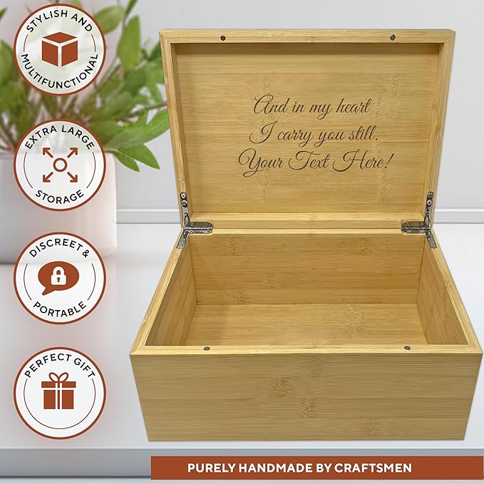 Mom Gifts from Daughters - Personalized Gift for Mom from Kids, Wooden Memory Box for Keepsakes, Unique Gifts from Son for Mothers Day, Christmas, Cute Birthday Gifts Ideas, Xmas Present, 11x8x4,75 in