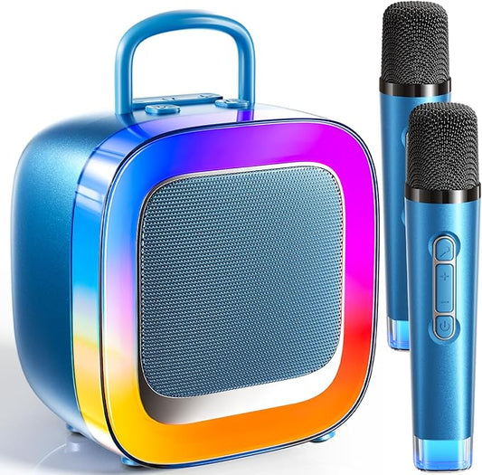 Kinglucky Kid-Friendly Karaoke Machine for Kids with 2 Microphones (2025 Upgrade) Gifts for Girls Most Popular 3-12 Year Old Girl Gifts 3 4 5 6 7 8 9 10 11 12 Year Old Girl Birthday Gift Gold Blue
