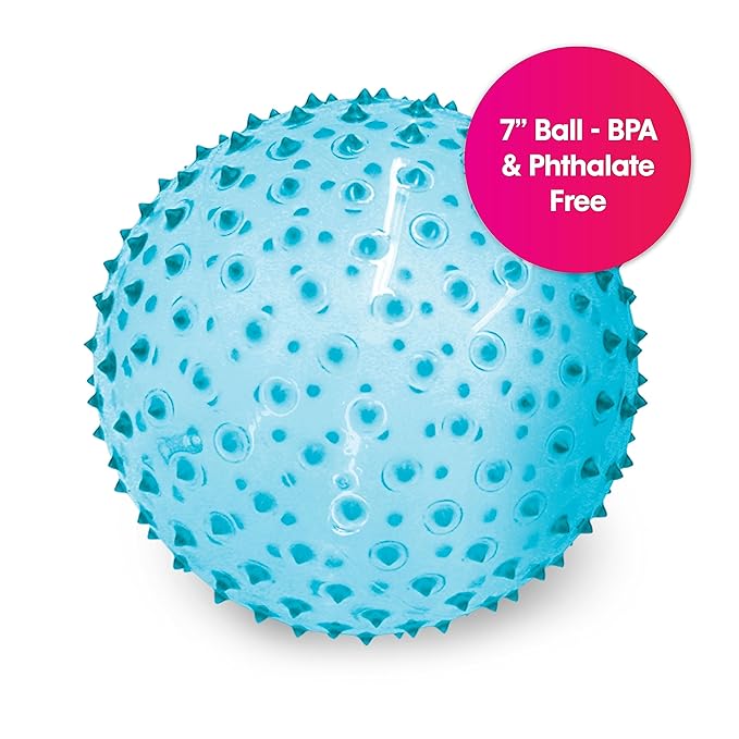 Edushape Original Sensory Ball - 7" Deflated with Pump, Transparent Blue, Enhances Gross Motor Skills for Kids 6 Months & Up