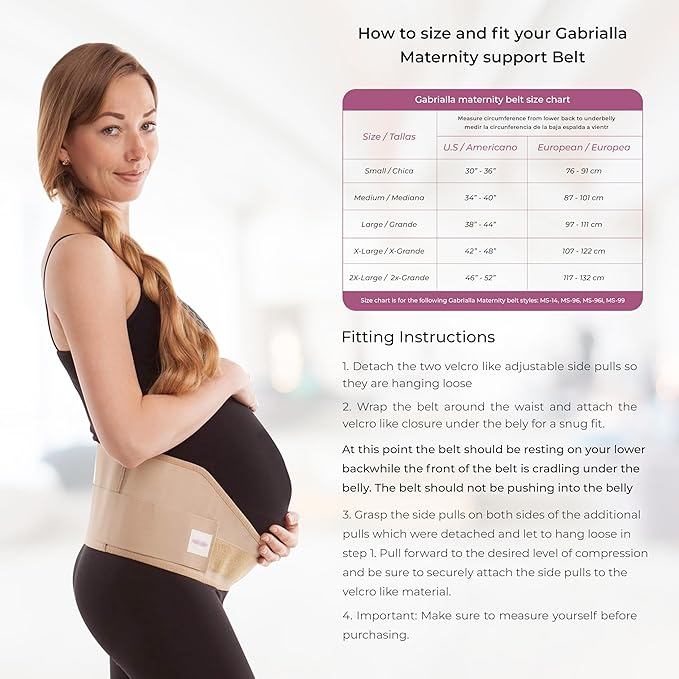 Gabrialla Made in USA Pregnancy Belly Band, Soft & Breathable Maternity Belly Band – Pregnancy Belt for Back, Pelvic & Waist