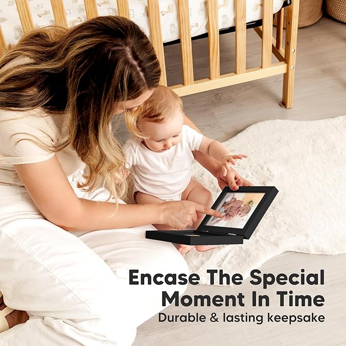 Baby Hand and Footprint Kit, Quick Dry Clay - Newborn Keepsake Feet and Handprint Kit, Nursery Picture Frame, Pet Dog Paw Prints,Personalized New Mom Gifts for Baby Showers & Registry(Onyx Black)