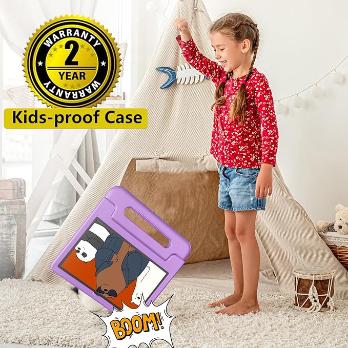 Kids Tablet, 10.1 Inch Tablet for Kids Android 14, 64GB Octa-Core, WiFi, Big Battery, Kids Space, Parental Control 1280 * 800 HD Display Children Tablets Purple