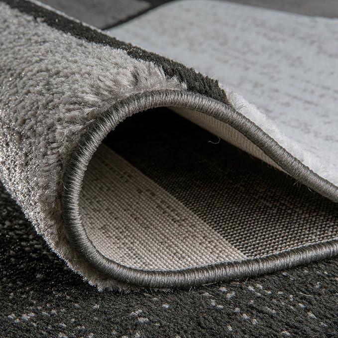 Rugshop Contemporary Modern Boxes for Home Office,Living Room,Bedroom,Kitchen Non Shedding Runner Rug 2'7" x 12' Gray