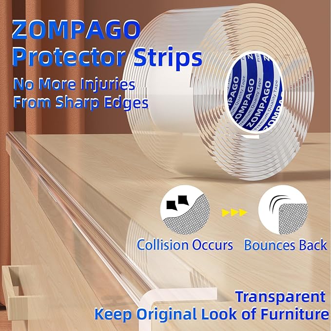 Clear Soft Corner Protectors for Furniture Strip,1.2in x9.84FT,Sharp Edge & Table Bumper,Window Edge,Wall Protector, Soft Corner Guards Safe for Proof,Table Corner Protectors in Family