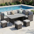 Wisteria Lane 7 Piece Patio Furniture Set, High Curved Back Wicker Outdoor by WisteriaLane
