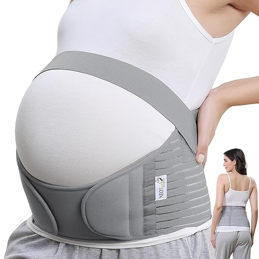 NeoTech Care Pregnancy Support Maternity Belt, Waist/Back/Abdomen Band, Belly Brace (Size L, Grey Color)