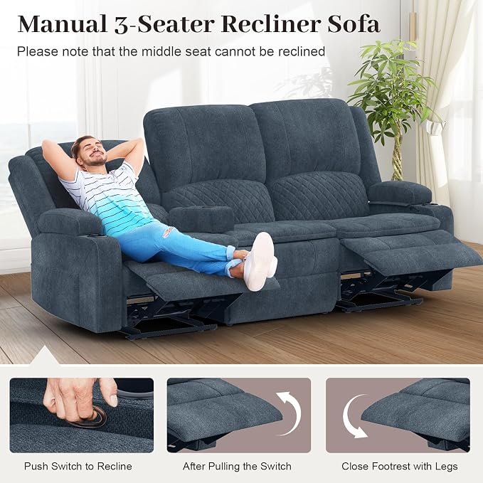 Yolsali 3 Seater Recliner Sofa Set - Image 4