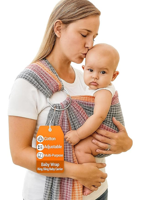 Hip Baby Wrap Ring Sling Baby Carrier for Infants and Toddlers - 100% Soft Cotton Baby Wraps Carrier for Babies 8-35 lbs - Perfect Baby Shower Gifts Moms and Dads - Nursing Cover (Rainbow Honeycomb)