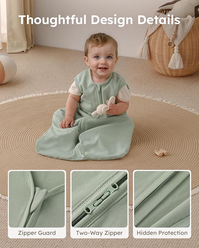 Yoofoss Baby Sleep Sack 18-24 Months Baby Wearable Blanket 100% Organic Cotton 2-Way Zipper TOG 0.5 Toddler Sleeping Sack Lightweight
