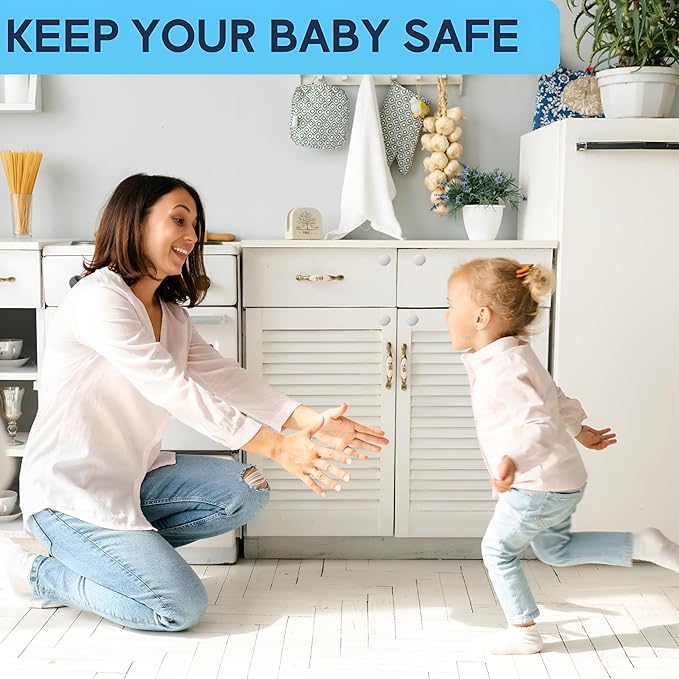 Magnetic Safety Lock Kit 2-Pack Replacement Key, 3M Adhesive Easy Installation, Baby Proofing Magnetic Locks for Cabinets and Drawers