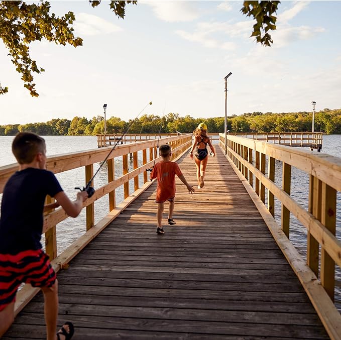 Zebco Wilder Fishing Reel and Rod Combo, 4'3" Durable Fiberglass Rod with Built-In Carabiner, Patented No-Tangle Reel, Pre-Spooled with 6-Pound Zebco Cajun Fishing Line, Blue/Orange