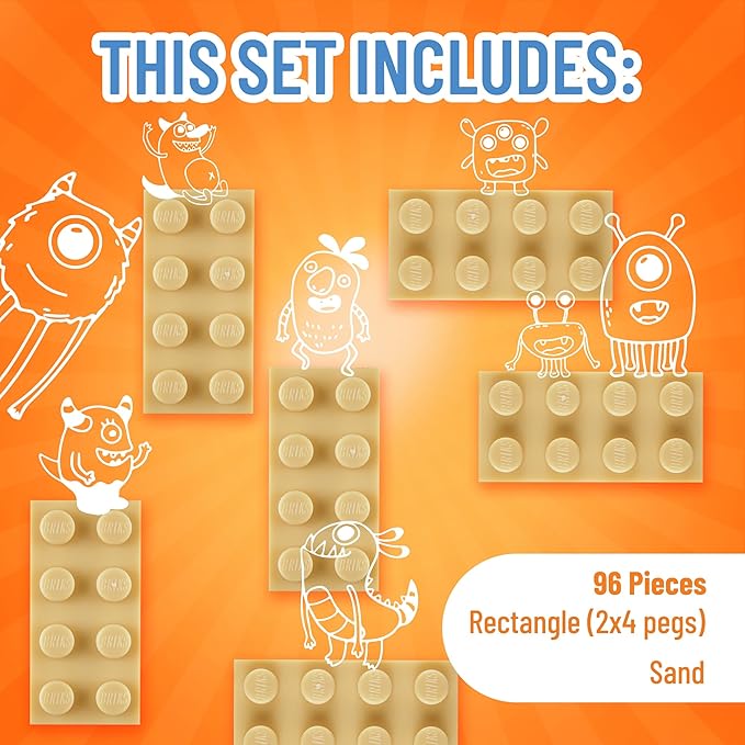 Strictly Briks Classic Bricks Starter Kit, Sand, 96 Pieces, 2x4 Studs, Building Creative Play Set for Ages 3 and Up, 100% Compatible with All Major Brick Brands