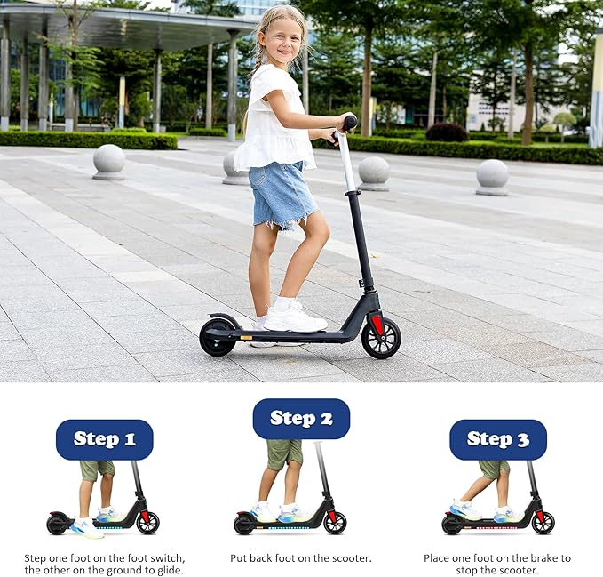 Caroma Electric Scooter for Kids Ages 6-12,150W/180WMotor,10 MPH Max Speed & 7 Miles,Colorful Lights,Adjustable Height & Speed,LED Display,Foldable Kids Electric Scooter 132 Lbs Max Load,Idea Gift
