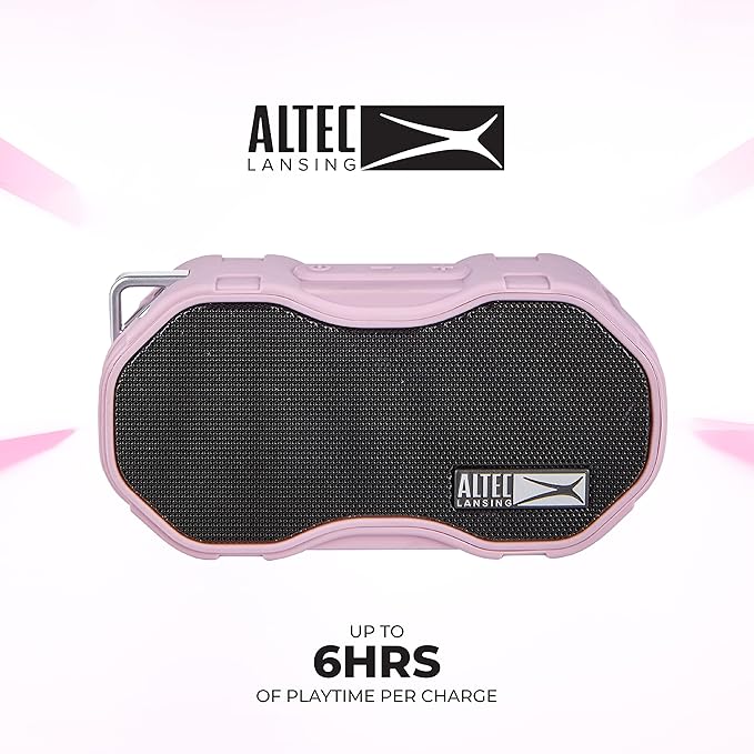 Altec Lansing Baby Boom XL - Waterproof Bluetooth Speaker, Wireless & Portable Speaker for Travel & Outdoor Use, Deep Bass & Loud Sound, 1 Pack, Pink