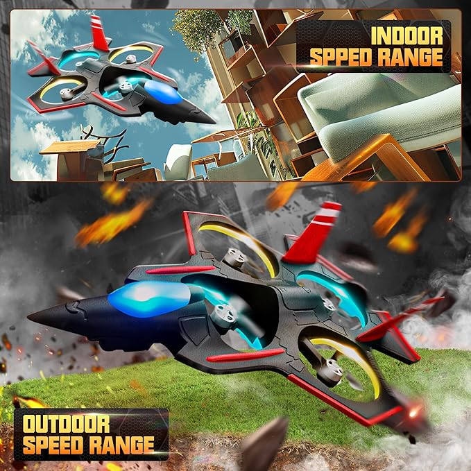 BEZGAR Brushless RC Plane with Camera | 2.4GHZ Remote Control Airplane, 6-axis Gyro Drones for Kids, RC Helicopter, 360°Flip Jet Fighter for Beginners with LED Navigation Lights