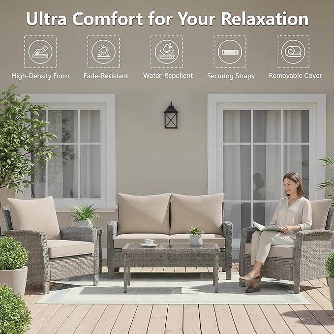 19x19 Inch Patio Chair Cushions Set of 4, Outdoor Furniture Cushions - Image 2