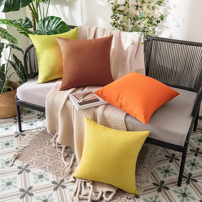 MIULEE Pack of 2 Decorative Outdoor Solid Waterproof Throw Pillow Covers Euro - Image 9